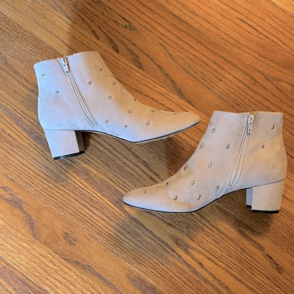 Studded Beige Ankle Boots
